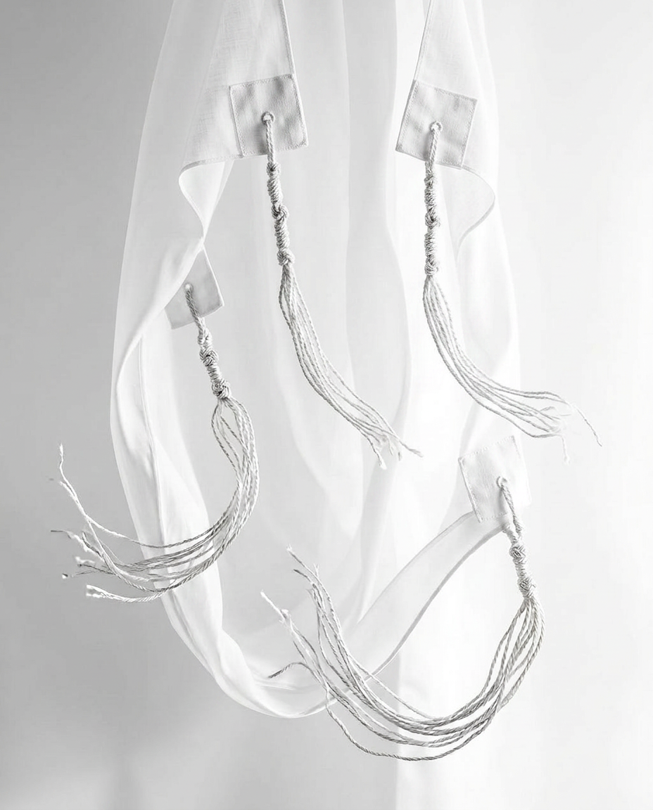 Ethereal flowing white fabric in soft light